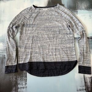 Lou & Grey Gray Charcoal Colorblock Long Sleeve Sweater Top Women’s Size Small